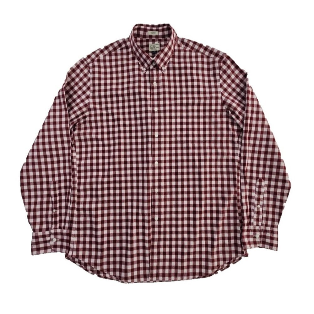 J. Crew‎ Secret Wash Shirt Men’s Size L Long Sleeve Button Down Burgundy EUC